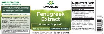 Photo of the Swanson Fenugreek Extract 300 mg label