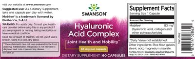 Photo of the Swanson Hyaluronic Acid Complex 83 mg label
