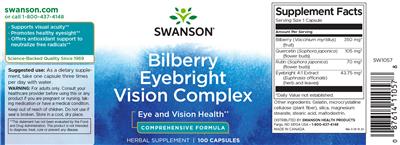 Photo of the Swanson Bilberry Eyebright Vision Complex label