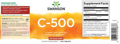 Photo of the Swanson C-500 mg label