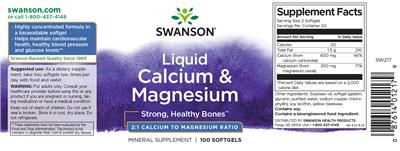 Photo of the Swanson Liquid Calcium & Magnesium label