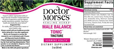 Photo of the Dr. Morse's Healing Herbs Male Balance Tonic Tincture label