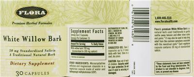Photo of the Flora White Willow Bark label