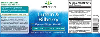 Photo of the Swanson Lutein & Bilberry label