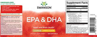 Photo of the Swanson EPA & DHA Lemon Flavor label