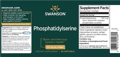 Photo of the Swanson Phosphatidylserine 100 mg label