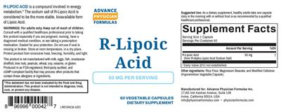Photo of the Advance Physician Formulas R-Lipoic Acid 50 mg label