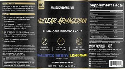 Photo of the Anabolic Warfare Nuclear Armageddon Ballistic Berry Lemonade label