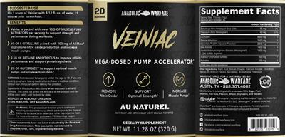 Photo of the Anabolic Warfare Veiniac Au Naturel Light Vanilla Flavored label