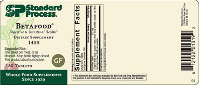 Photo of the SP Standard Process Betafood label