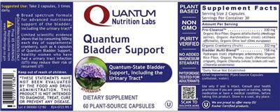 Photo of the Quantum Nutrition Labs Quantum Bladder Support label