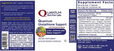 Photo of the Quantum Nutrition Labs Quantum Glutathione Support label