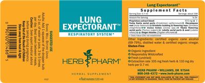 Photo of the Herb Pharm Lung Expectorant label