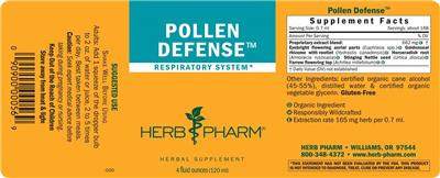 Photo of the Herb Pharm Pollen Defense label
