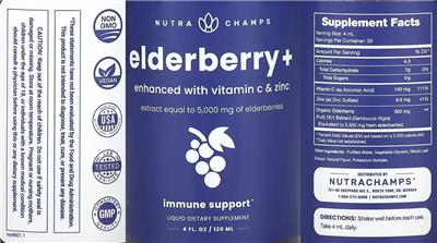 Photo of the NutraChamps Elderberry + 5000 mg label