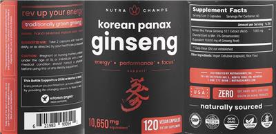 Photo of the NutraChamps Korean Panax Ginseng label