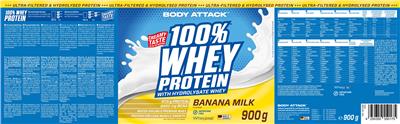 Photo of the Body Attack 100% Whey Protein Banana Milk label