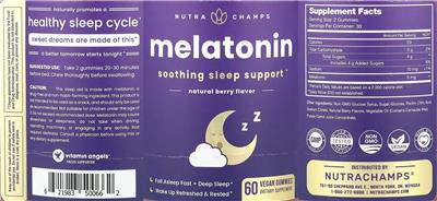 Photo of the NutraChamps Melatonin Natural Berry Flavor label