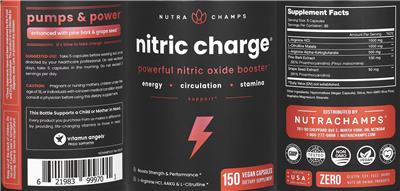 Photo of the NutraChamps Nitric Charge label