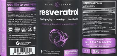 Photo of the NutraChamps Resveratrol label