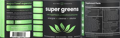 Label of Super Greens Natural Berry Flavor