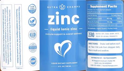 Photo of the NutraChamps Zinc Liquid label