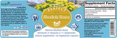 Photo of the Perfect Supplements Perfect Rhodiola rosea label