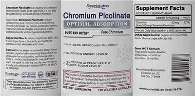 Photo of the SuperiorLabs Chromium Picolinate label