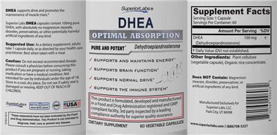 Photo of the SuperiorLabs DHEA label