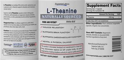 Photo of the SuperiorLabs L-Theanine label