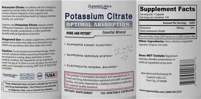 Photo of the SuperiorLabs Potassium Citrate label