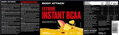 Photo of the Body Attack Sports Nutrition Extreme Instant BCAA Tropical Fruit Flavour label