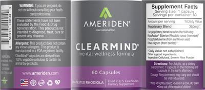 Photo of the Ameriden International ClearMind label