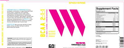 Photo of the Swolverine BCAA 2:1:1 Pomegranate Acai label