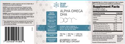 Photo of the Simple Smart Science Alpha Omega DHA label