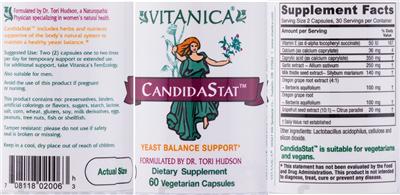 Photo of the Vitanica CandidaStat label