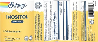 Photo of the Solaray Inositol Powder label