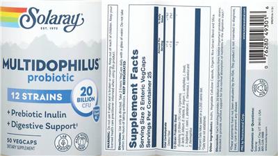 Label of Multidophilus Probiotic 12 Strains 20 Billion CFU