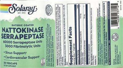nonkcal　資料 Nattokinase Serrapeptase Enteric Coated (Label) | Dietary