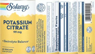 Photo of the Solaray Potassium Citrate 99 mg label