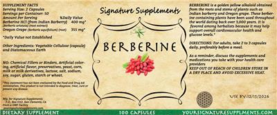 Photo of the Signature Supplements Berberine label