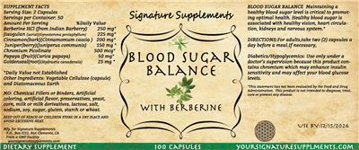 Photo of the Signature Supplements Blood Sugar Balance label