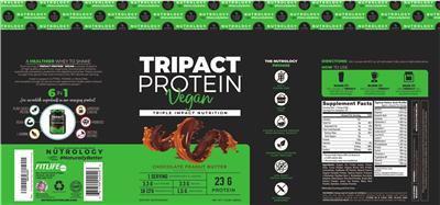 Photo of the Nutrology Tripact Protein Vegan Chocolate Peanut Butter label