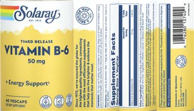 Photo of the Solaray Vitamin B-6 50 mg Timed Release label