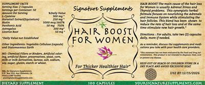 Photo of the Signature Supplements Hair Boost For Women label