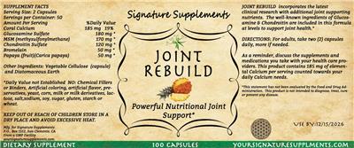Photo of the Signature Supplements Joint Rebuild label