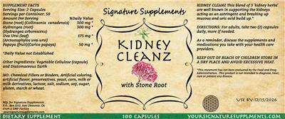 Photo of the Signature Supplements Kidney Cleanz label