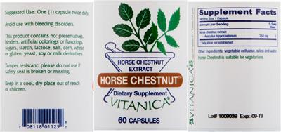Photo of the Vitanica Horse Chestnut label