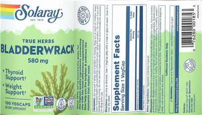 Photo of the Solaray Bladderwrack 580 mg label