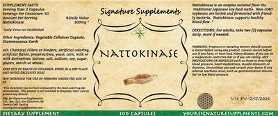 Photo of the Signature Supplements Nattokinase label